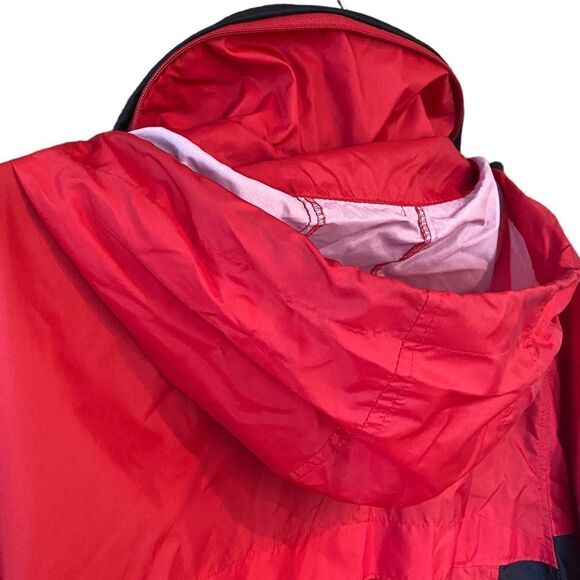 Columbia Sz M Red Black Nylon Outdoor Camping Hoodie Windbreaker Raincoat - Picture 4 of 9